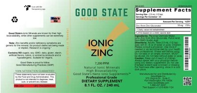 Foto 2 | Suplemento Good State Liquid Ionic Zinc, 532 Ml, 96 Porciones - Venta Internacional.
