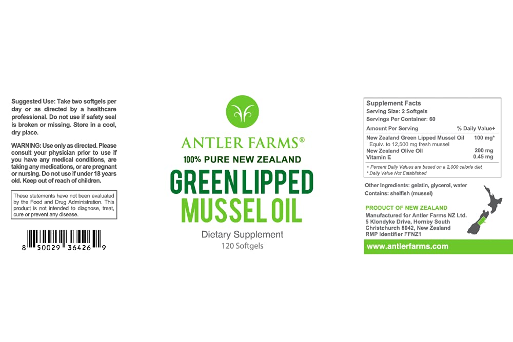 Foto 3 pulgar | Aceite De Mejillón De Labios Verdes Antler Farms 100% Puro De Nueva Zelanda - Venta Internacional.