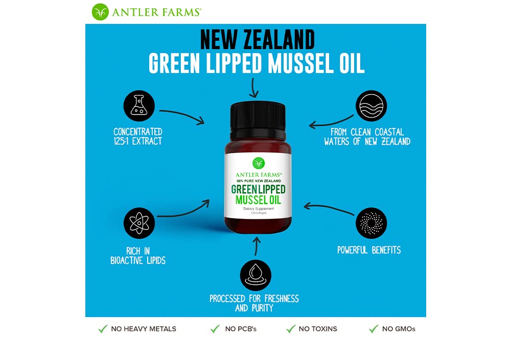 Foto 7 pulgar | Aceite De Mejillón De Labios Verdes Antler Farms 100% Puro De Nueva Zelanda - Venta Internacional.