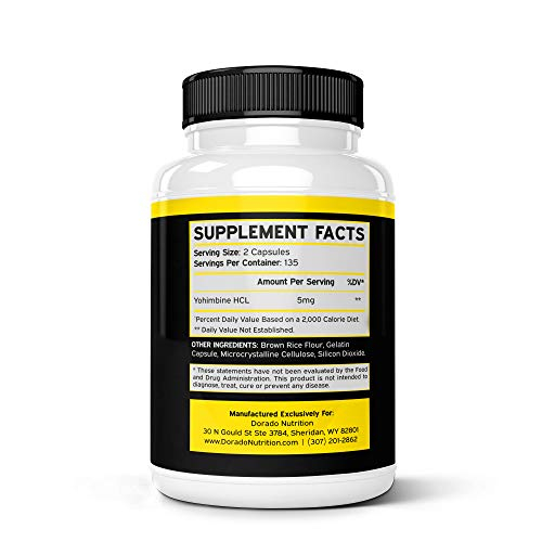Foto 2 | Suplemento Dorado Nutrition Yohimbina Hcl 5 Mg 270 Cápsulas - Venta Internacional.