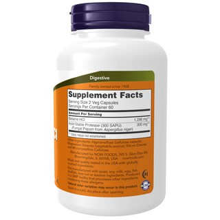 Foto 2 | Supplement Now Betaína Hcl 648 Mg, Apoyo Digestivo, 120 Cápsulas - Venta Internacional.