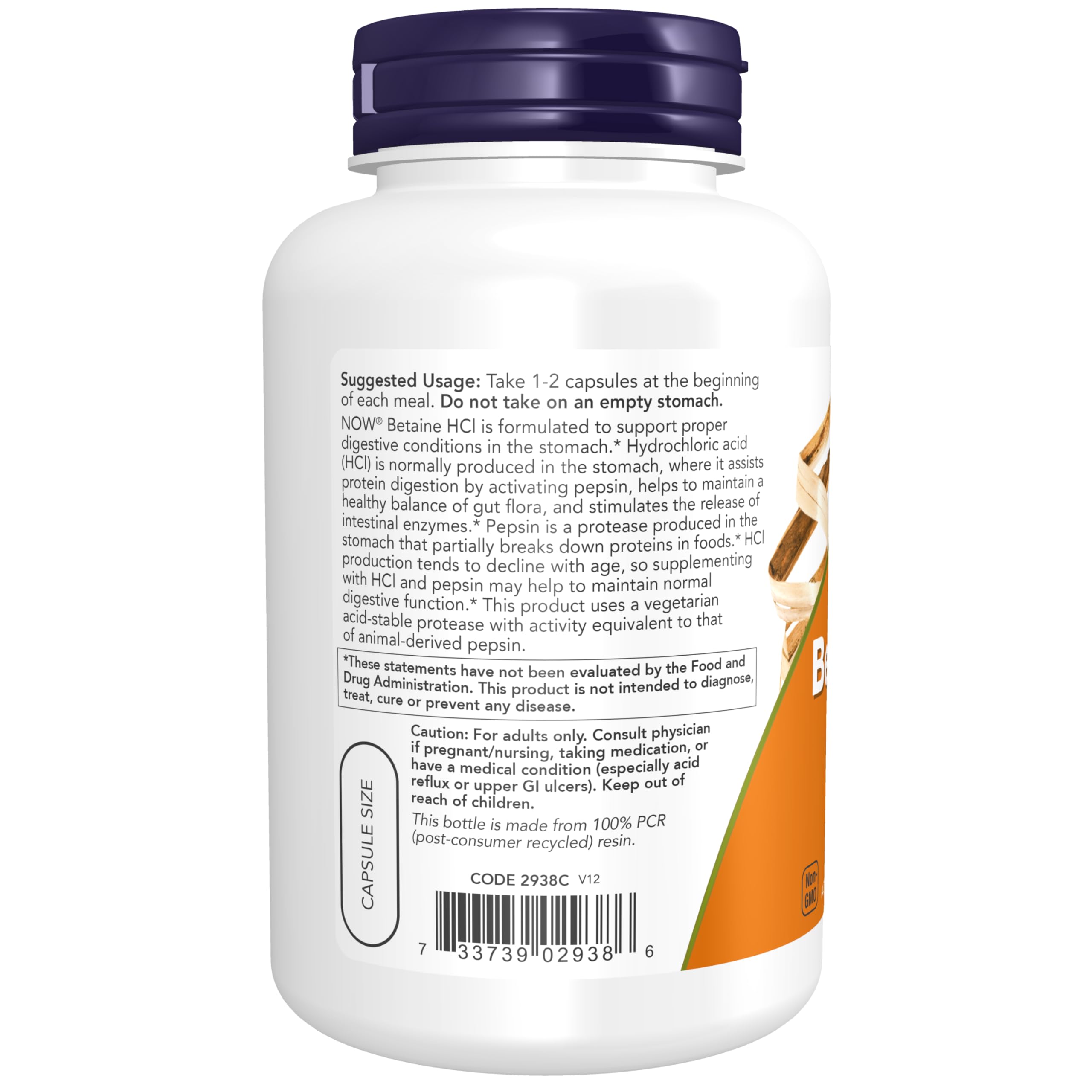 Foto 4 pulgar | Supplement Now Betaína Hcl 648 Mg, Apoyo Digestivo, 120 Cápsulas - Venta Internacional.