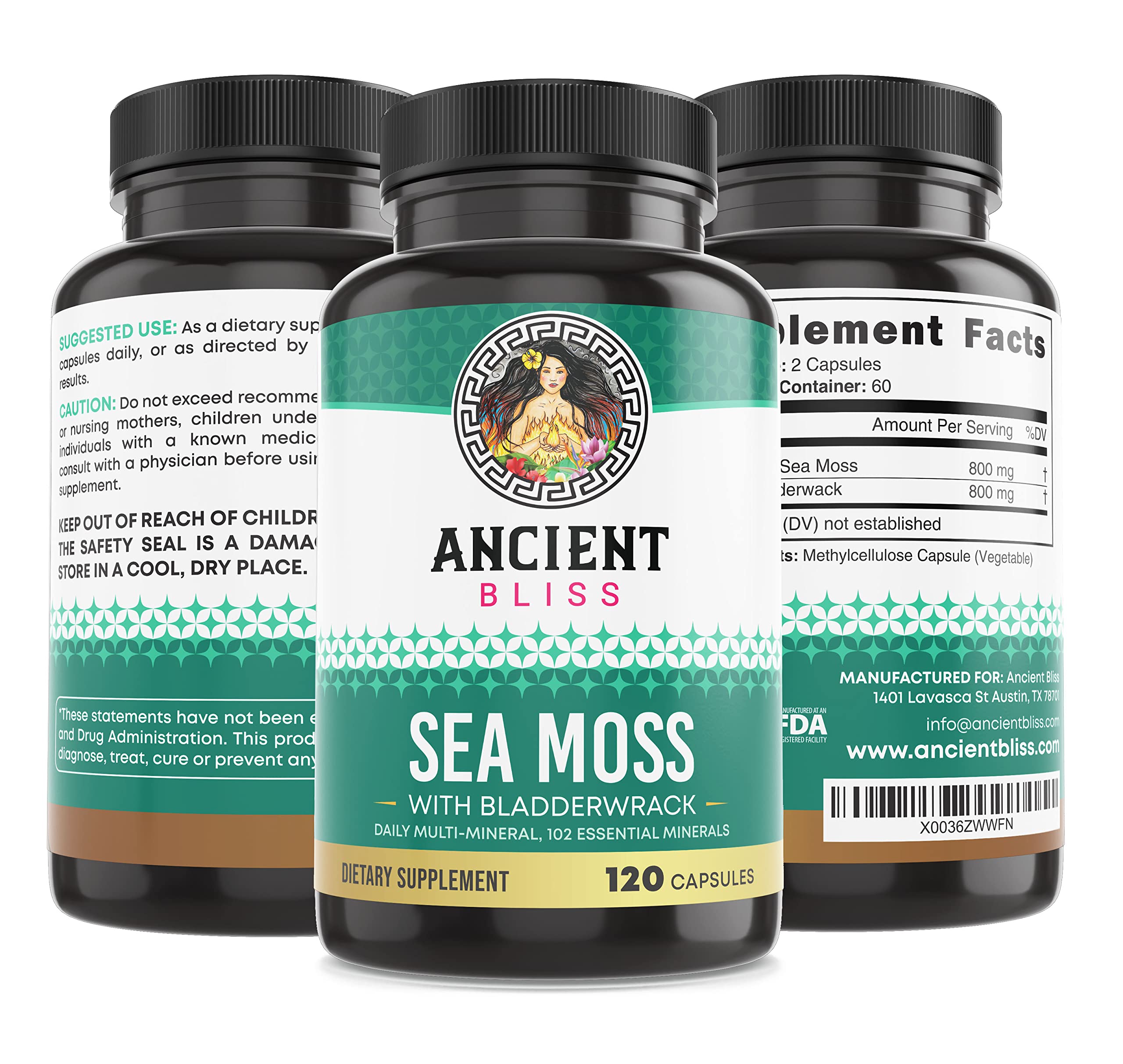 Foto 4 | Píldoras De Musgo Marino Ancient Bliss Organic Dr. Sebi Wildcrafted - Venta Internacional.