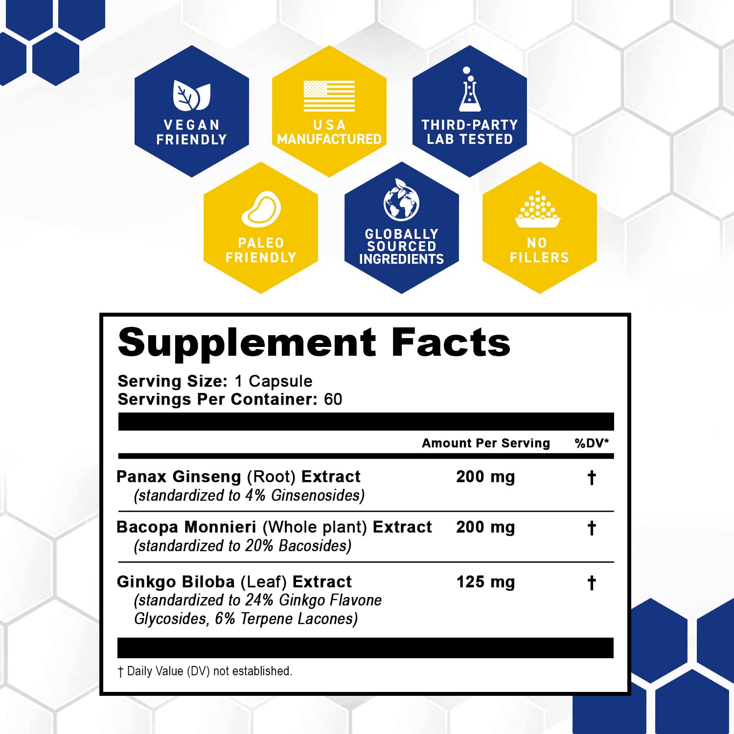 Foto 5 pulgar | Brain Supplements Natural Stacks Ginkgo Biloba Con Ginebras Panax - Venta Internacional.