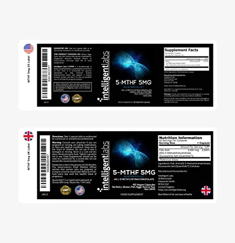 Foto 3 pulgar | Suplemento De Folato De Metilo De Intelligent Labs, 5 Mg, 60 Cápsulas - Venta Internacional.