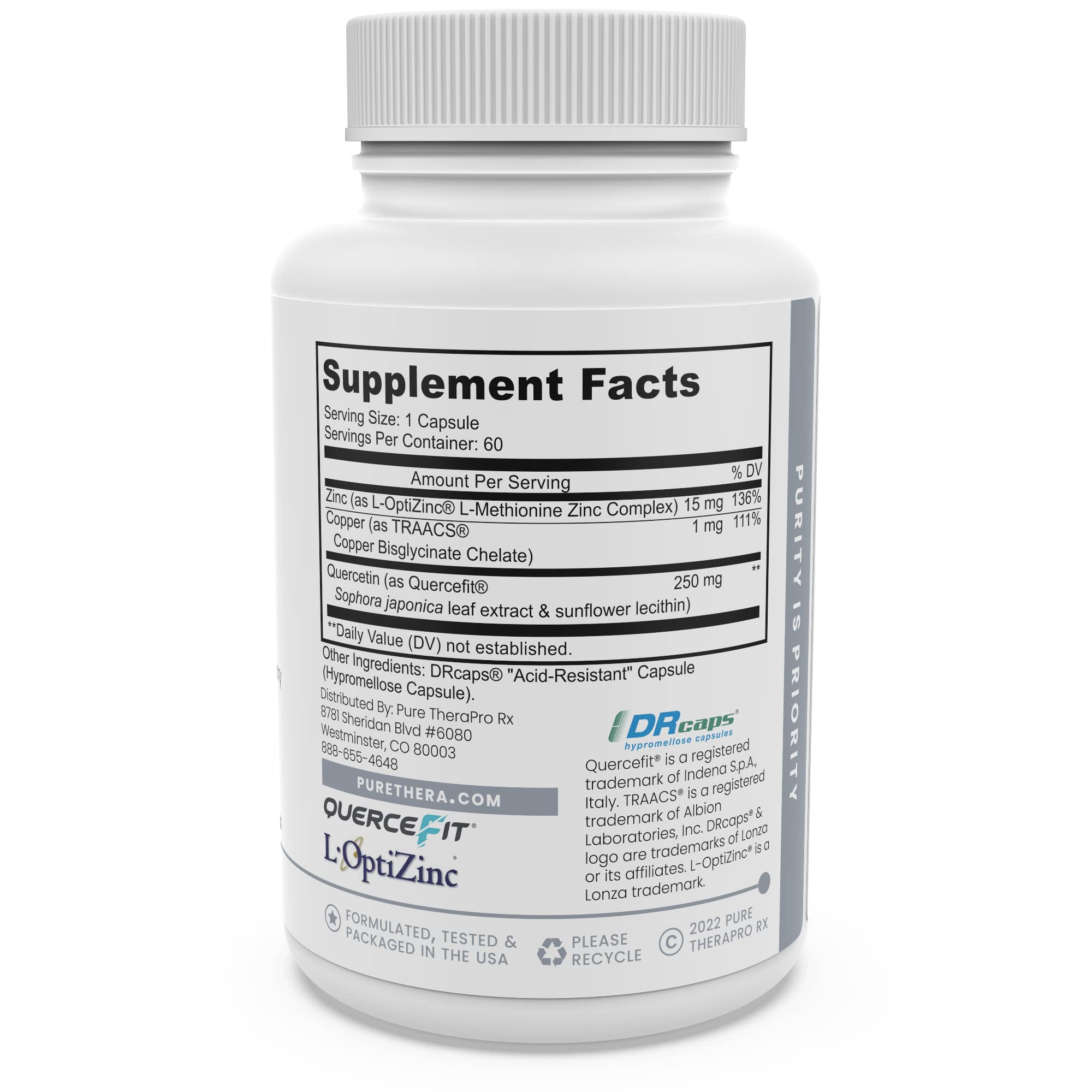 Foto 3 pulgar | Suplemento Pure Therapro Rx Zinc Defense 60 Porciones - Venta Internacional.