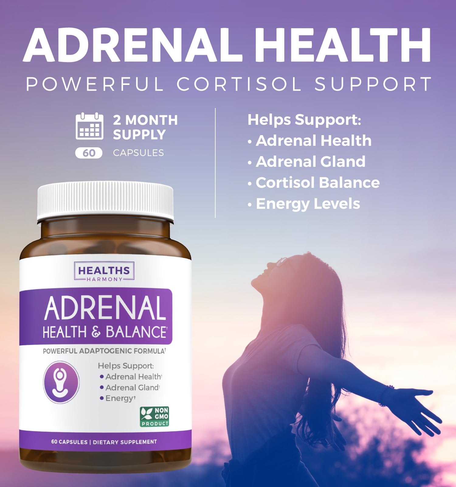Foto 4 pulgar | Supplement Healths Harmony Adrenal Support 60 Cápsulas - Venta Internacional.