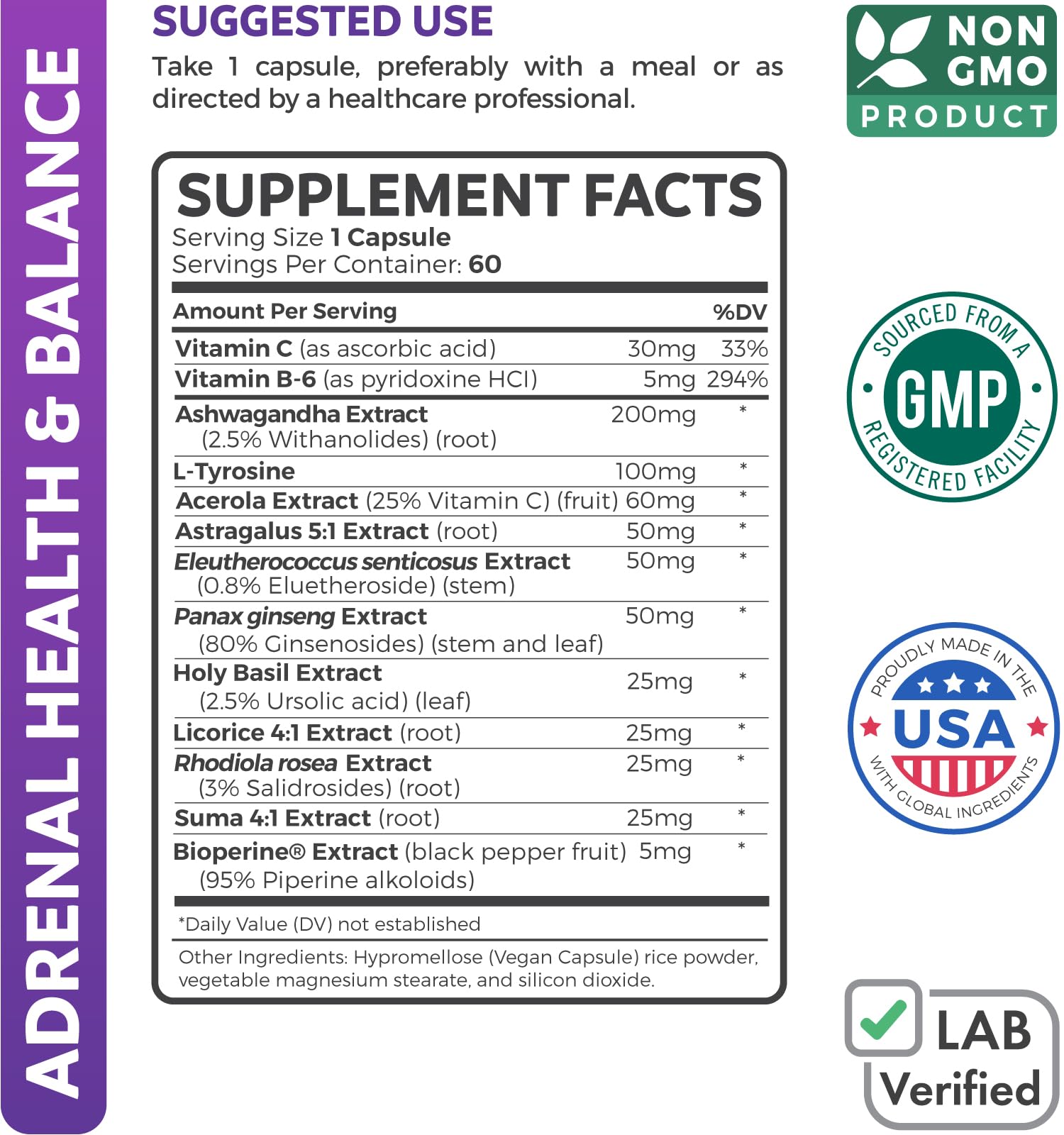 Foto 5 pulgar | Supplement Healths Harmony Adrenal Support 60 Cápsulas - Venta Internacional.