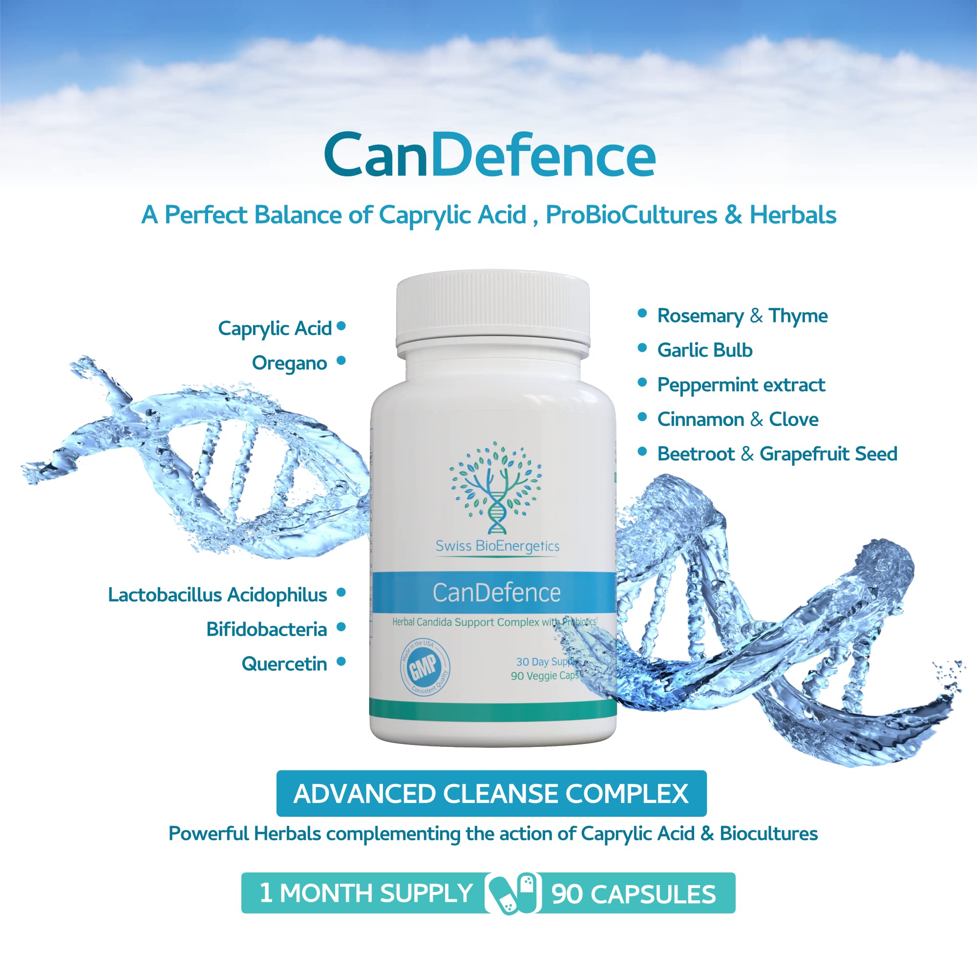 Foto 4 pulgar | Suplemento Swiss Bioenergetics Candefence Candida Cleanse 90 - Venta Internacional.