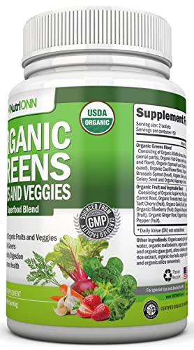 Foto 6 pulgar | Suplemento Nutrionn, Cápsulas Orgánicas Super Greens, 120 Unidades - Venta Internacional.