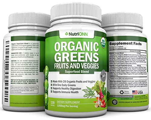 Foto 7 pulgar | Suplemento Nutrionn, Cápsulas Orgánicas Super Greens, 120 Unidades - Venta Internacional.