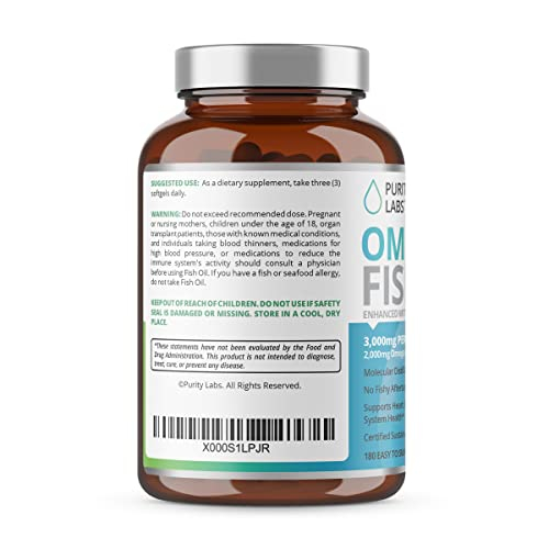 Foto 3 pulgar | Suplementos De Aceite De Pescado Omega 3 De Purity Labs, 3000 Mg, 180 Cápsulas Blandas - Venta Internacional.