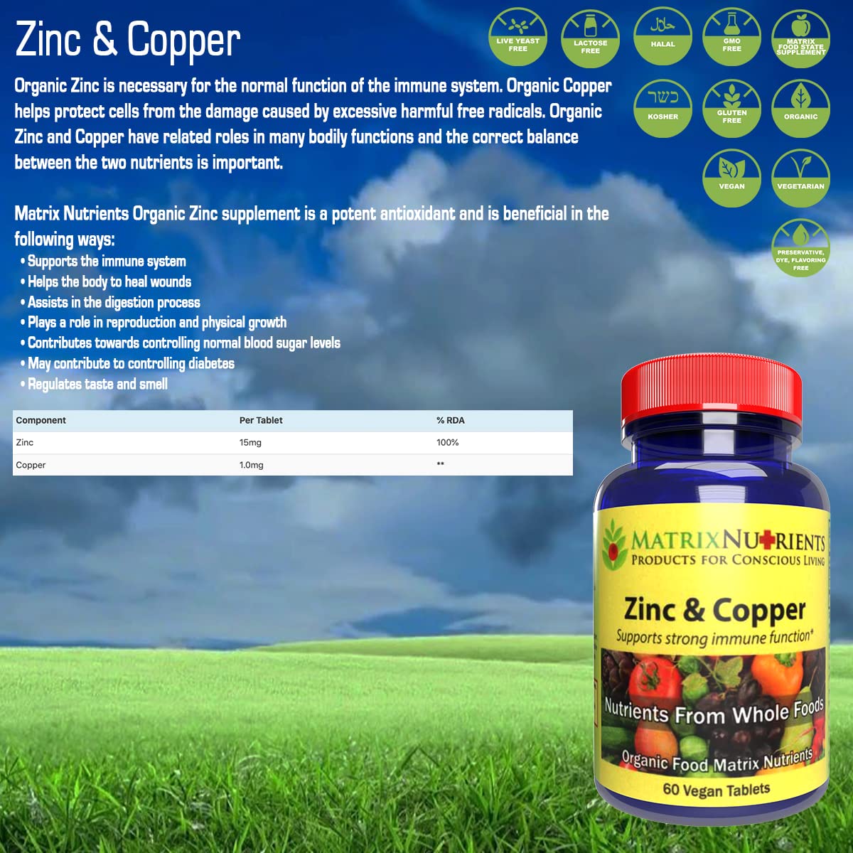 Foto 5 pulgar | Suplemento Matrix Nutrients De Zinc Y Cobre - Venta Internacional.