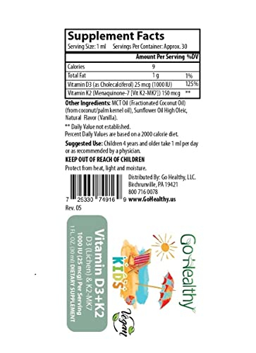 Foto 3 pulgar | Suplemento Go Healthy Kids De Vitamina D3 Y K2, 1000 Ui, 30 Porciones - Venta Internacional.