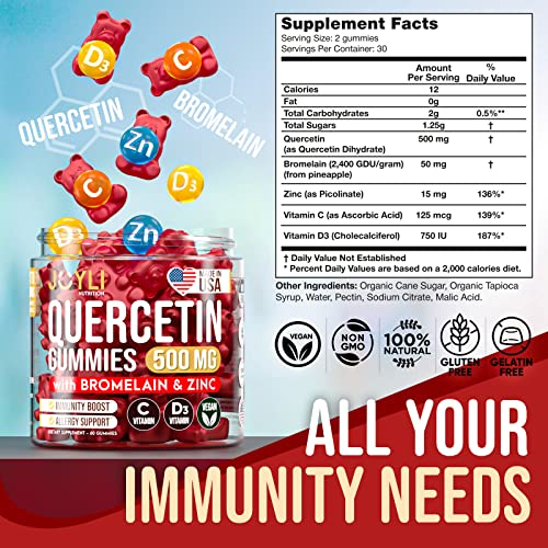 Foto 3 | Gomitas De Quercetina Joyli Quercetina 500 Mg Con Bromelina, Zinc Y - Venta Internacional.