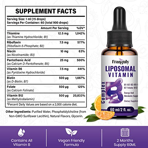 Foto 3 pulgar | Suplemento Complejo Liposomal de Vitamina B Franguly 60 ml - Venta Internacional