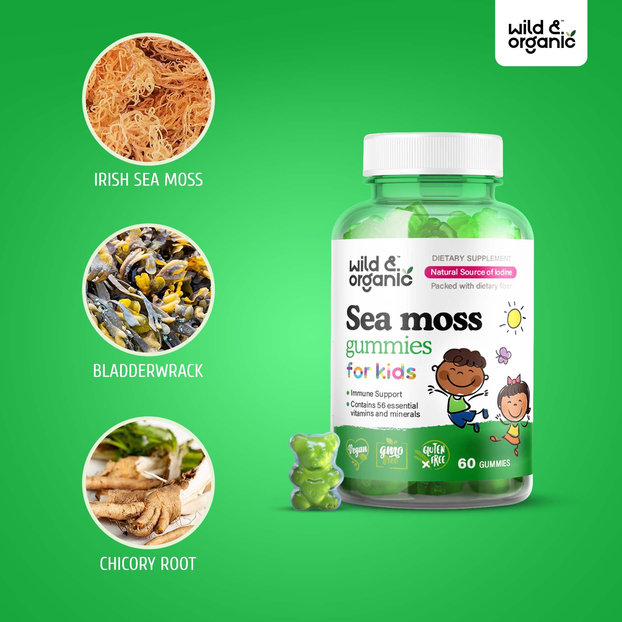 Foto 6 pulgar | Gomitas Sea Moss Wild & Organic Para Niños Con Vitaminas Y Yodo - Venta Internacional.