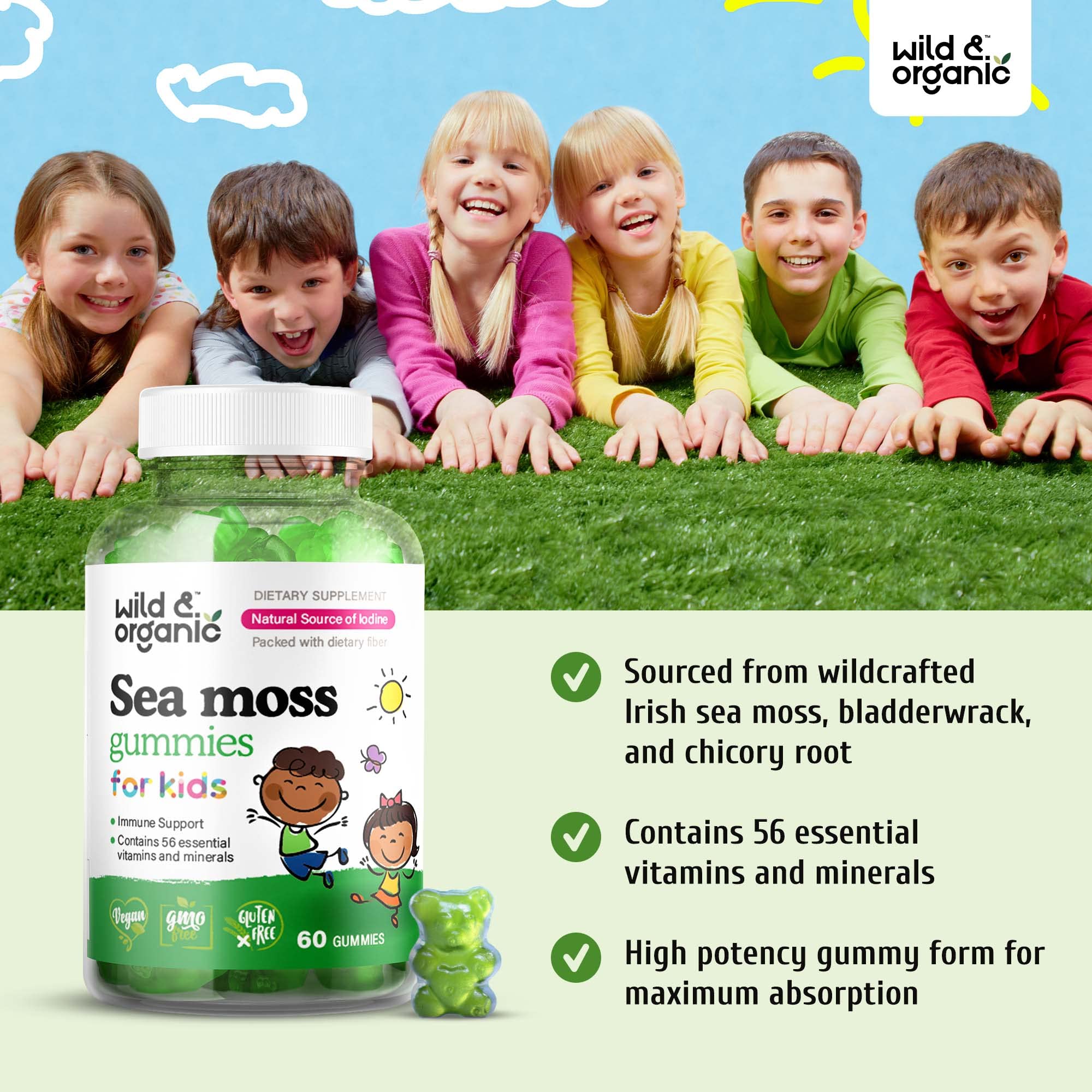 Foto 6 | Gomitas Sea Moss Wild & Organic Para Niños Con Vitaminas Y Yodo - Venta Internacional.