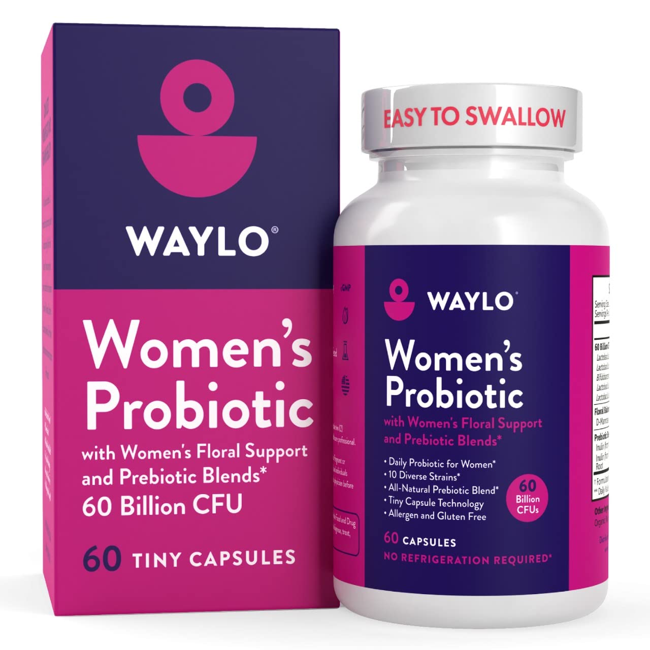 Foto 2 pulgar | Probiotics Waylo En Cápsulas Diminutas Para Mujer, 60 Cfu Con Prebiótico - Venta Internacional.
