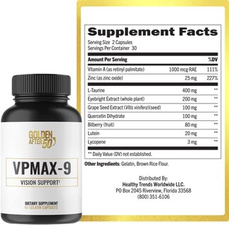 Foto 2 | Suplemento Golden After 50 Vpmax-9 Vision Support, 3 Botellas - Venta Internacional.