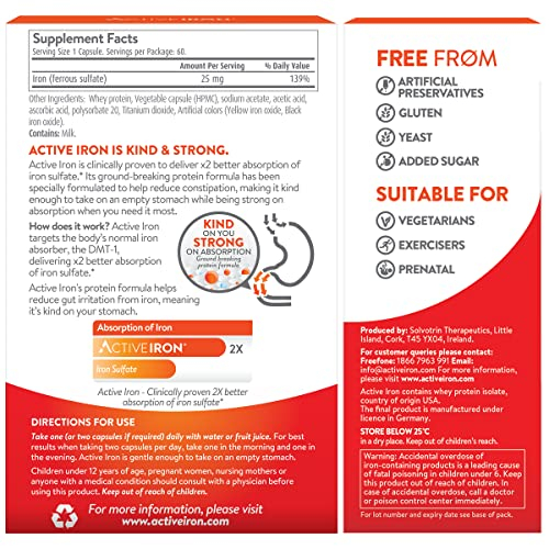 Foto 3 pulgar | Suplemento De Hierro Activeiron High Potency 25 Mg (60 Cápsulas) - Venta Internacional.