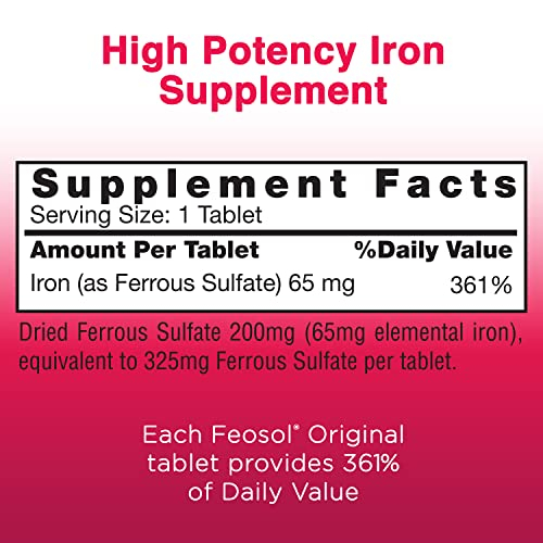 Foto 3 pulgar | Suplemento De Hierro Feosol Original 325 Mg De Sulfato Ferroso - Venta Internacional.