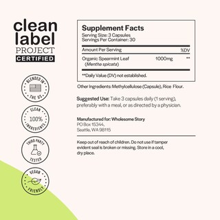 Foto 3 | Suplementos De Menta Verde Orgánica Wholesome Story 1000 Mg X90 - Venta Internacional.