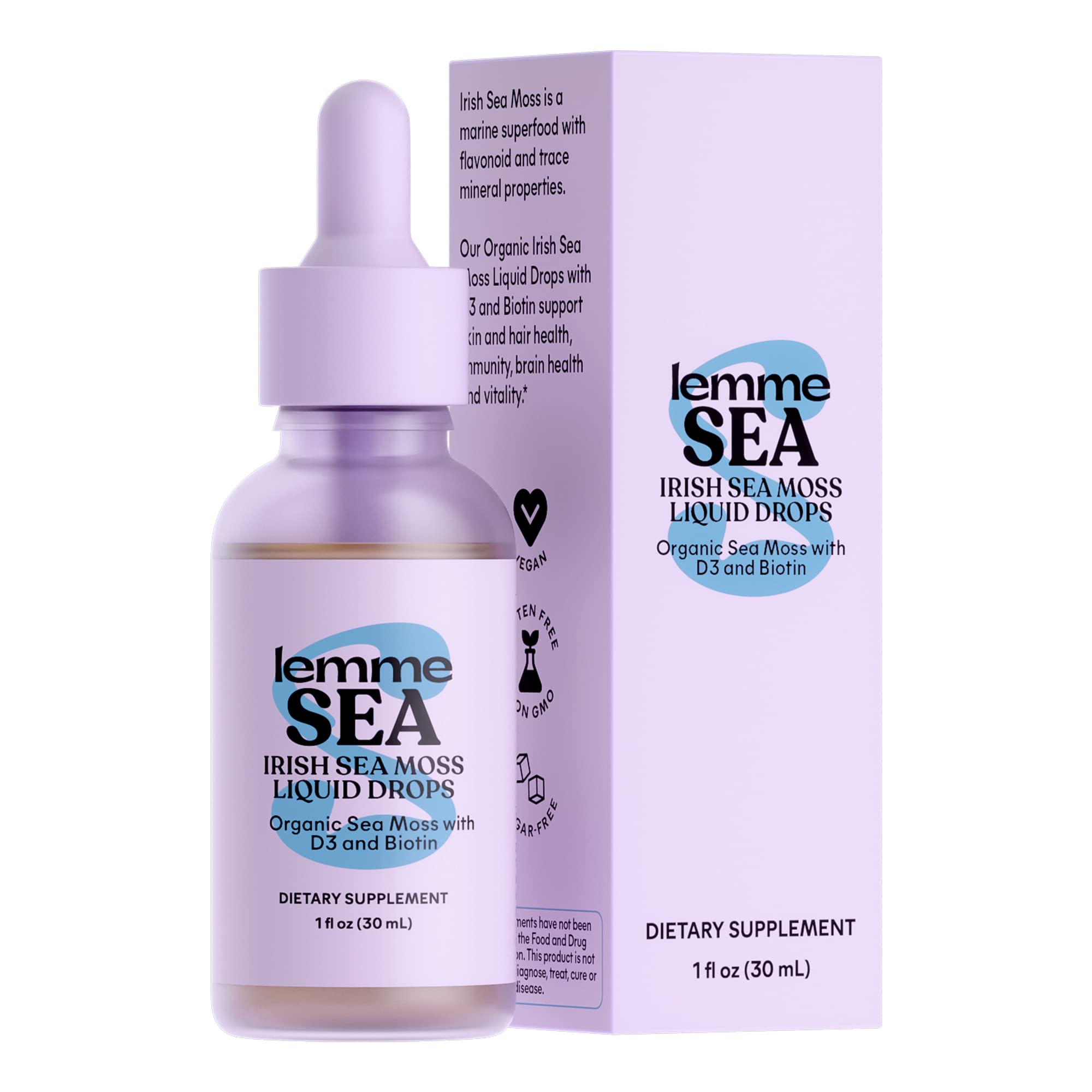 Foto 2 pulgar | Suplemento Lemme Irish Sea Moss, Gotas Líquidas Orgánicas, 30 Ml - Venta Internacional.