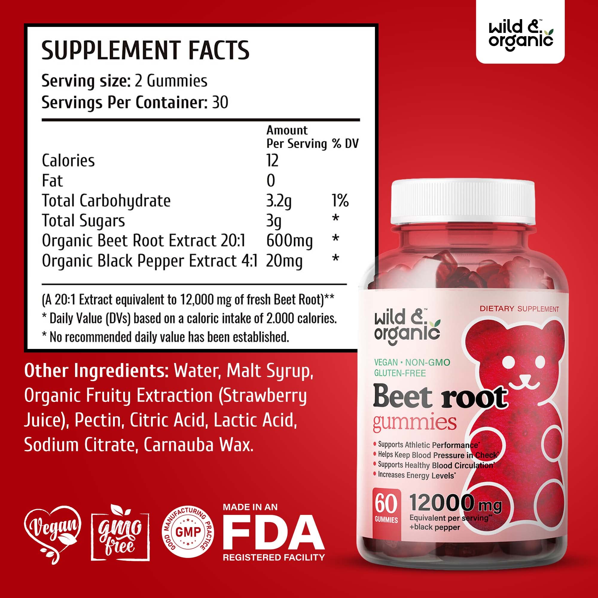 Foto 3 pulgar | Suplemento De Gomitas De Raíz De Remolacha Silvestre Y Orgánica, 1200 Mg, 60 Unidades - Venta Internacional.