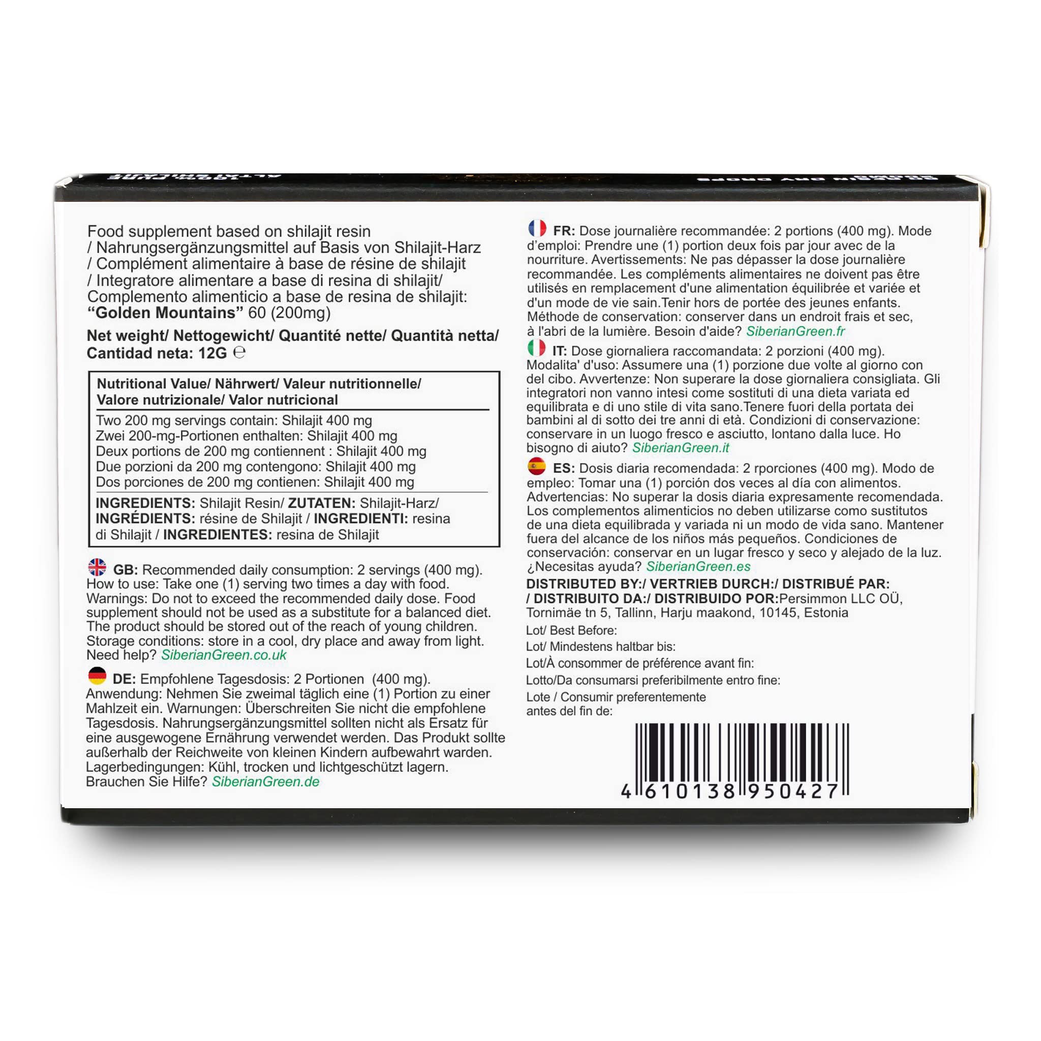 Foto 6 pulgar | Shilajit Puro En Gotas Secas Siberian Green Premium, 60 X 200 Mg - Venta Internacional.