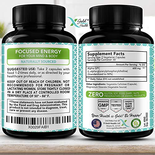 Foto 3 pulgar | Suplemento Alpha Gpc De Colina 600 Mg 120 Cápsulas X Gold Healt - Venta Internacional.