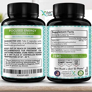 Foto 2 | Suplemento Alpha Gpc De Colina 600 Mg 120 Cápsulas X Gold Healt - Venta Internacional.