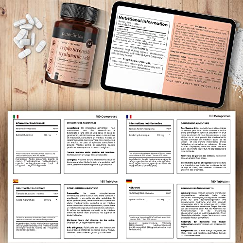 Foto 5 pulgar | Suplemento De Ácido Hialurónico Pureclinica 300 Mg X 360 Comprimidos - Venta Internacional.
