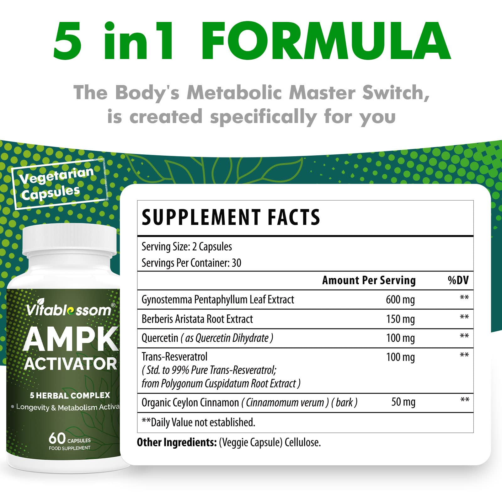 Foto 3 pulgar | Suplemento Vitablosom Ampk Activator 5 En 1 Jiaogulan Gynos - Venta Internacional.
