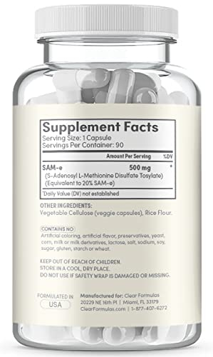 Foto 4 pulgar | Suplemento Clearformulas Sam-e 500 Mg 90 Cápsulas - Venta Internacional.