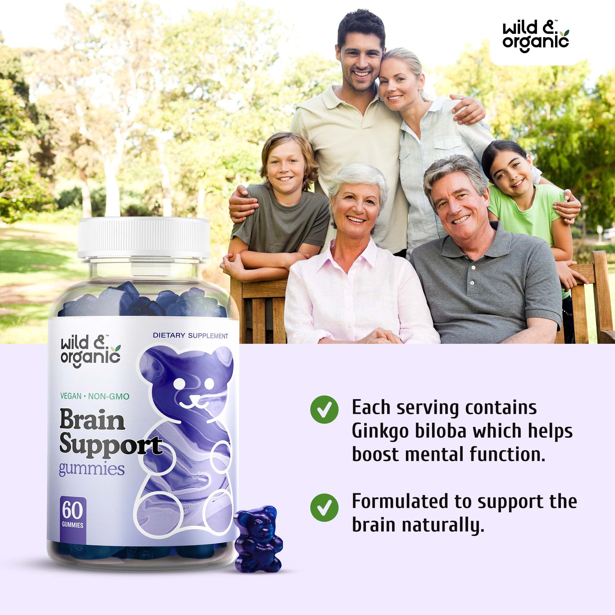 Foto 7 pulgar | Gomitas Brain Booster Supplement Wild & Organic 60 Unidades - Venta Internacional.