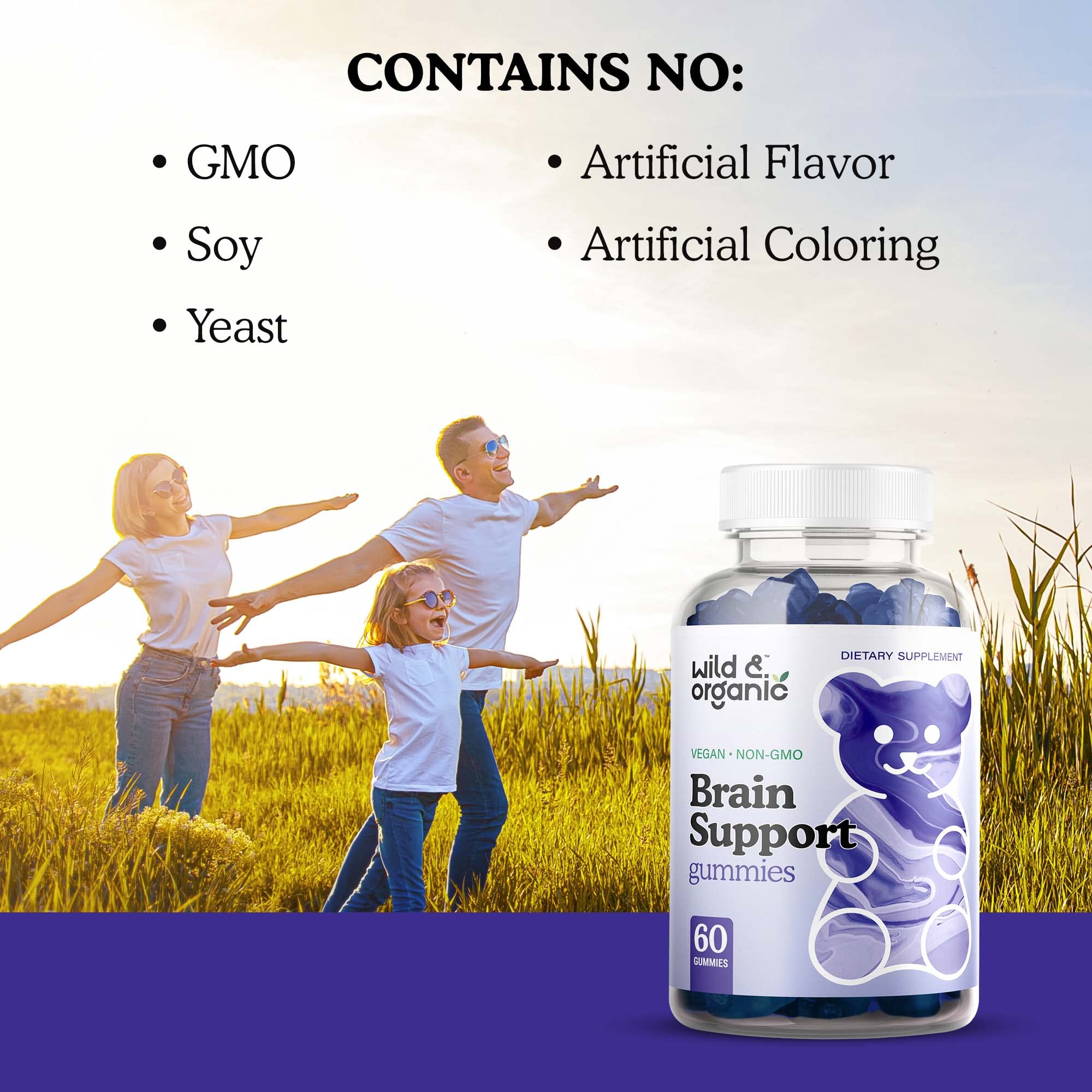 Foto 8 pulgar | Gomitas Brain Booster Supplement Wild & Organic 60 Unidades - Venta Internacional.