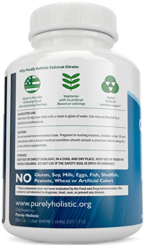 Foto 4 | Suplemento De Citrato De Calcio Purely Holistic 1000 Mg 365 Cápsulas - Venta Internacional.