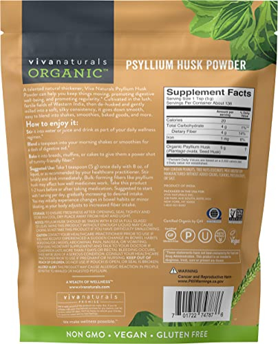 Foto 7 pulgar | Suplemento De Fibra Viva Naturals Organic Psyllium Husk 680g - Venta Internacional.