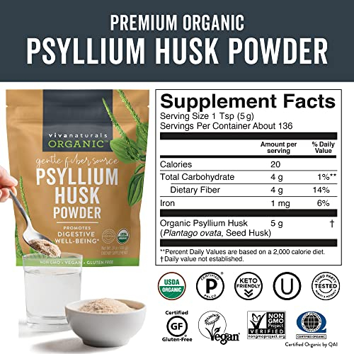 Foto 8 pulgar | Suplemento De Fibra Viva Naturals Organic Psyllium Husk 680g - Venta Internacional.