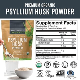 Foto 7 | Suplemento De Fibra Viva Naturals Organic Psyllium Husk 680g - Venta Internacional.