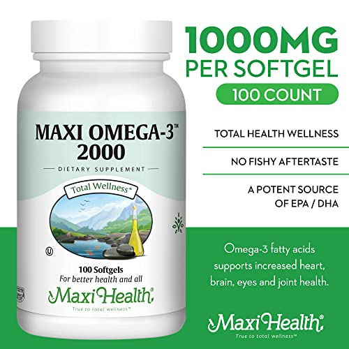 Foto 3 pulgar | Suplemento Maxi Health Fish Oil Omega 3 2000 Mg 100 Cápsulas - Venta Internacional.