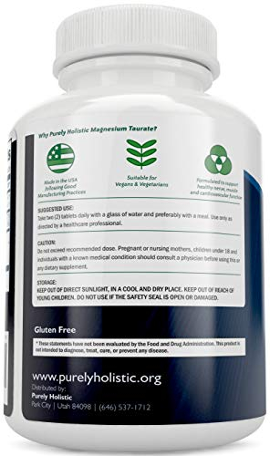 Foto 4 pulgar | Suplemento De Taurato De Magnesio Puramente Holístico, 400 Mg, 240 Tabletas - Venta Internacional.