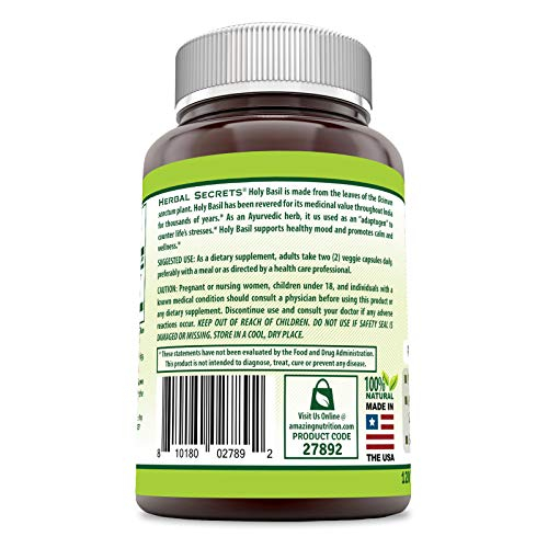 Foto 3 pulgar | Suplemento Herbal Secrets Holy Basil 1000 Mg 120 Cápsulas - Venta Internacional.