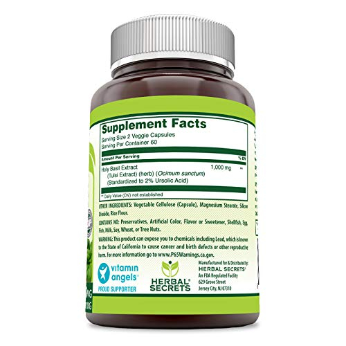 Foto 4 pulgar | Suplemento Herbal Secrets Holy Basil 1000 Mg 120 Cápsulas - Venta Internacional.