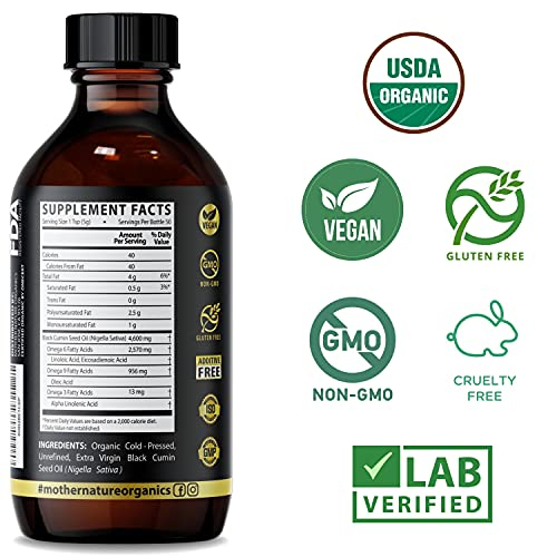Foto 3 pulgar | Aceite Mother Nature Organics De Semillas Negras Prensado En Frío, 240 Ml - Venta Internacional.