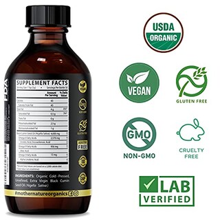 Foto 2 | Aceite Mother Nature Organics De Semillas Negras Prensado En Frío, 240 Ml - Venta Internacional.