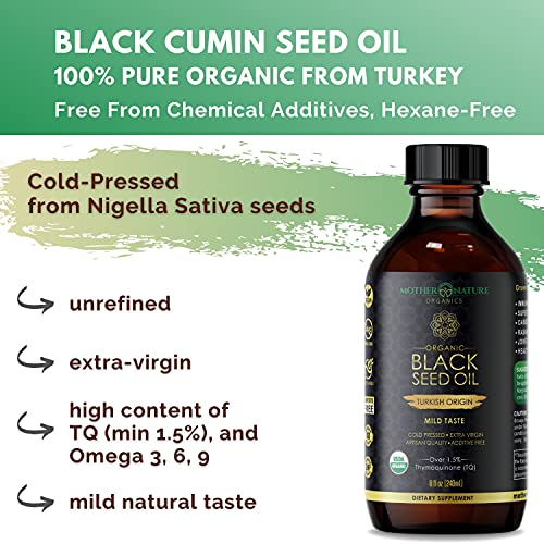 Foto 5 pulgar | Aceite Mother Nature Organics De Semillas Negras Prensado En Frío, 240 Ml - Venta Internacional.