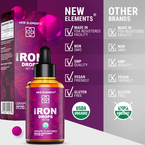 Foto 3 pulgar | Suplemento De Hierro New Elements Organic Liquid 60 Ml - Venta Internacional.