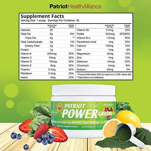 Foto 4 pulgar | Suplemento Patriot Power Greens Green Green, Suministro Para 30 Días, 5.7 Oz - Venta Internacional.
